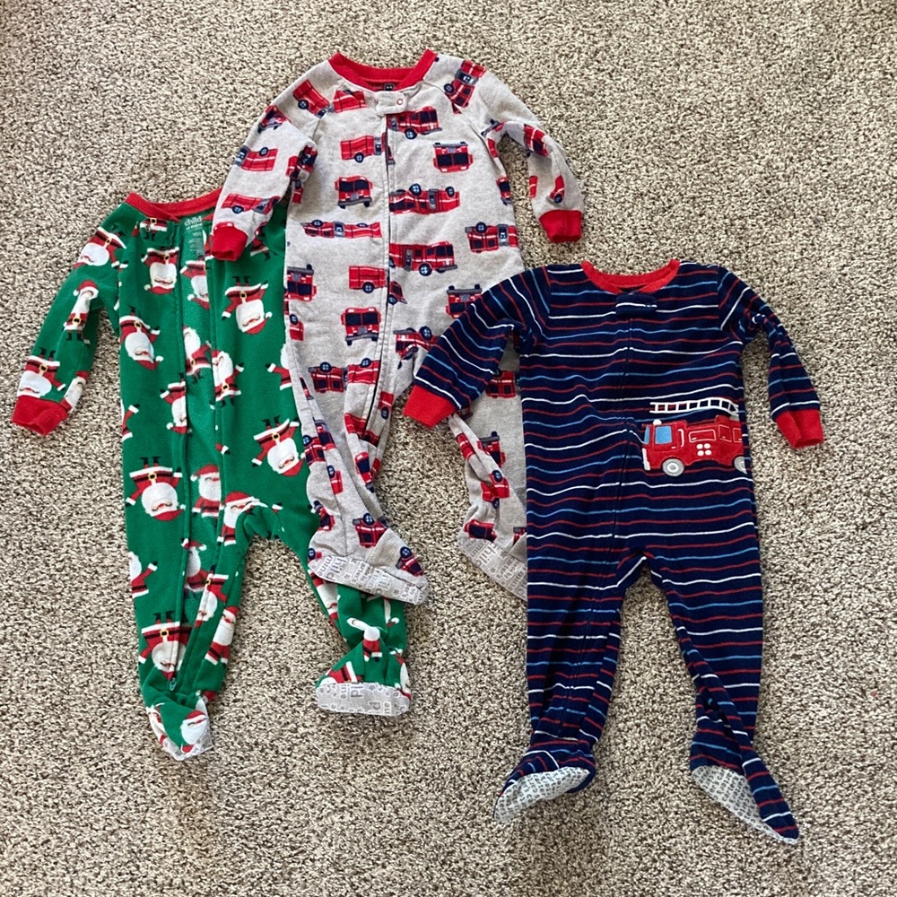 Carter's Festive Fire Truck and Santa Footies